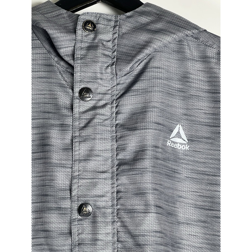 Reebok Boys XL 18/20 Gray Space Dye Hooded Windbreaker Jacket Full Zip Mesh Line - Picture 4 of 10